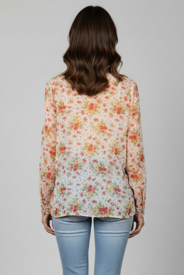 MANDARIN COLLAR SILHOUETTE TOP-T7538-