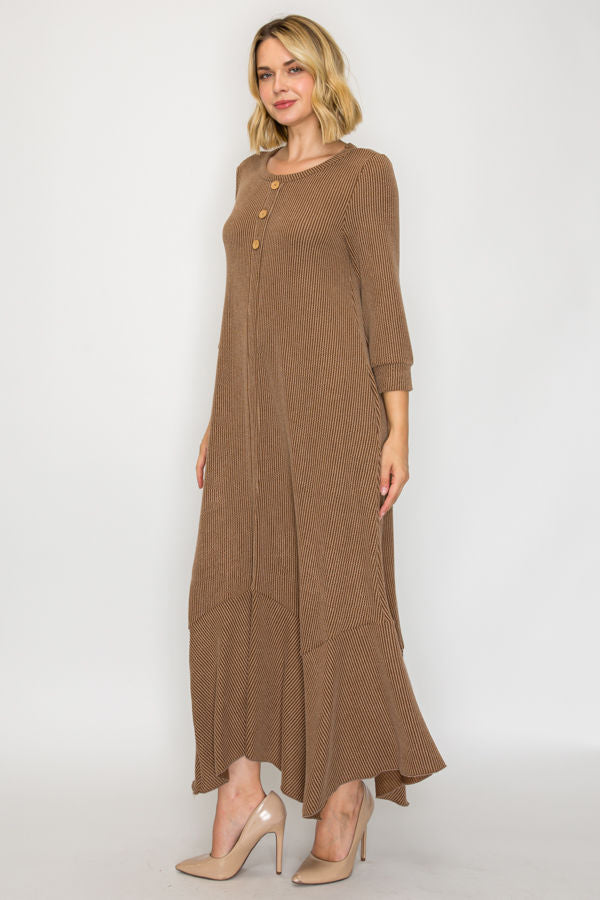 ASYMMETRIC HEMLINE PLUS SIZE DRESS WITH SIDE POCKETS