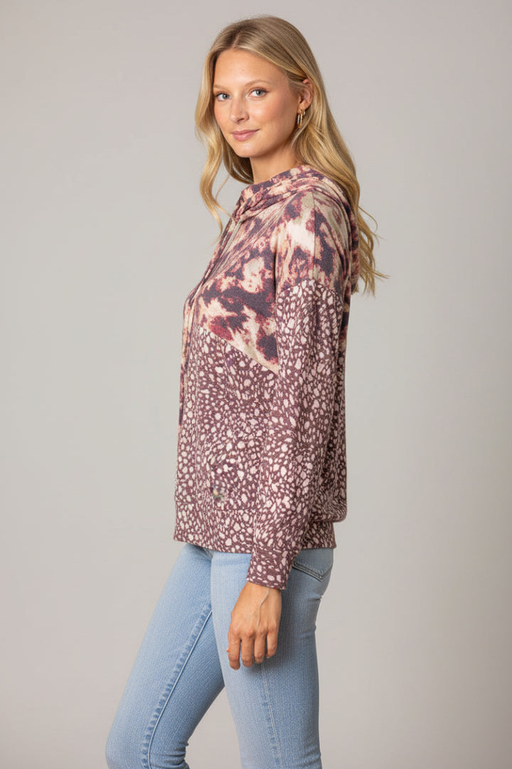 CONTRAST COWL NECK DRAWSTRING KNIT TOP-TT3466PC-