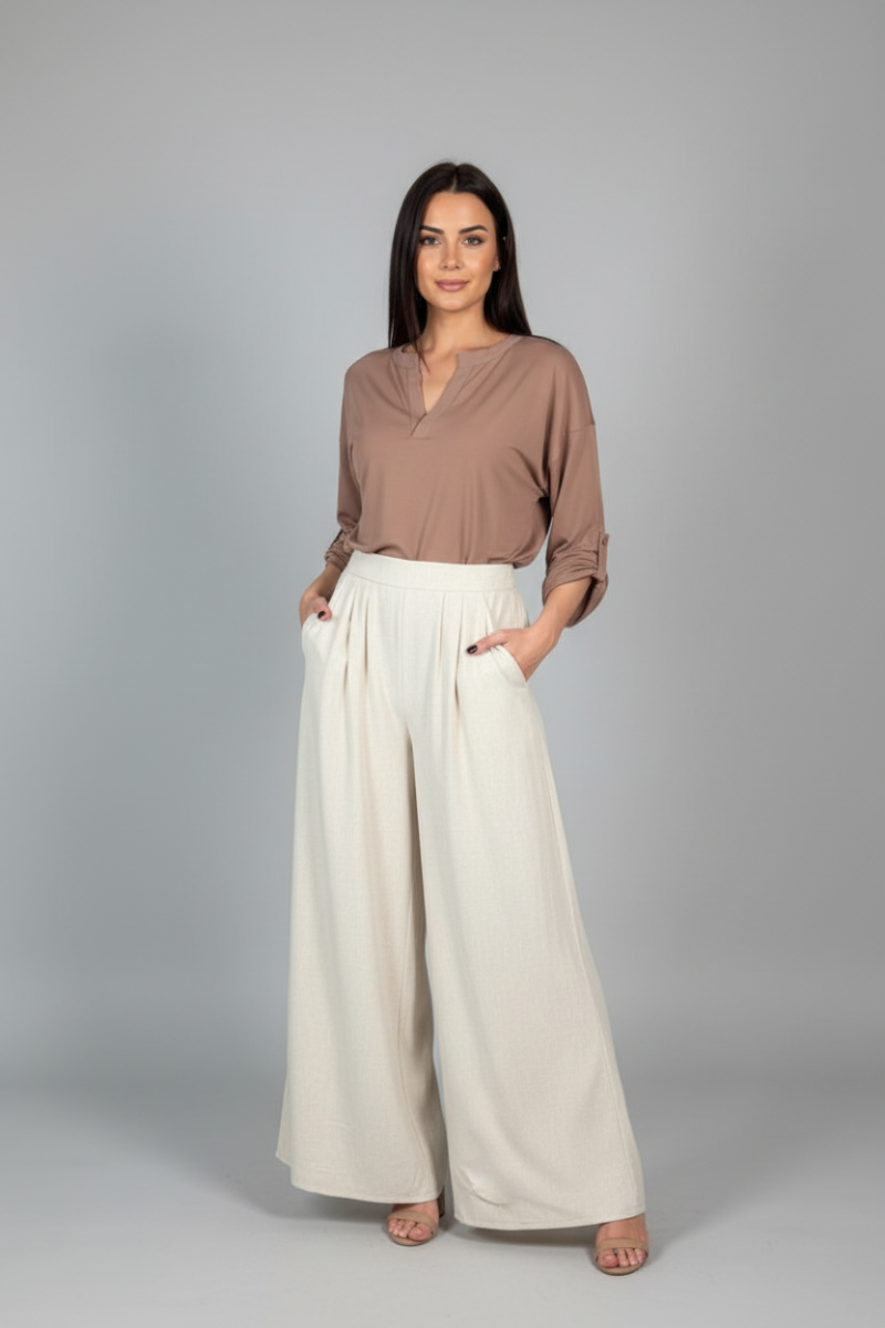 HIGE WAISTED SOLID LINEN PANTS-WBP250XL