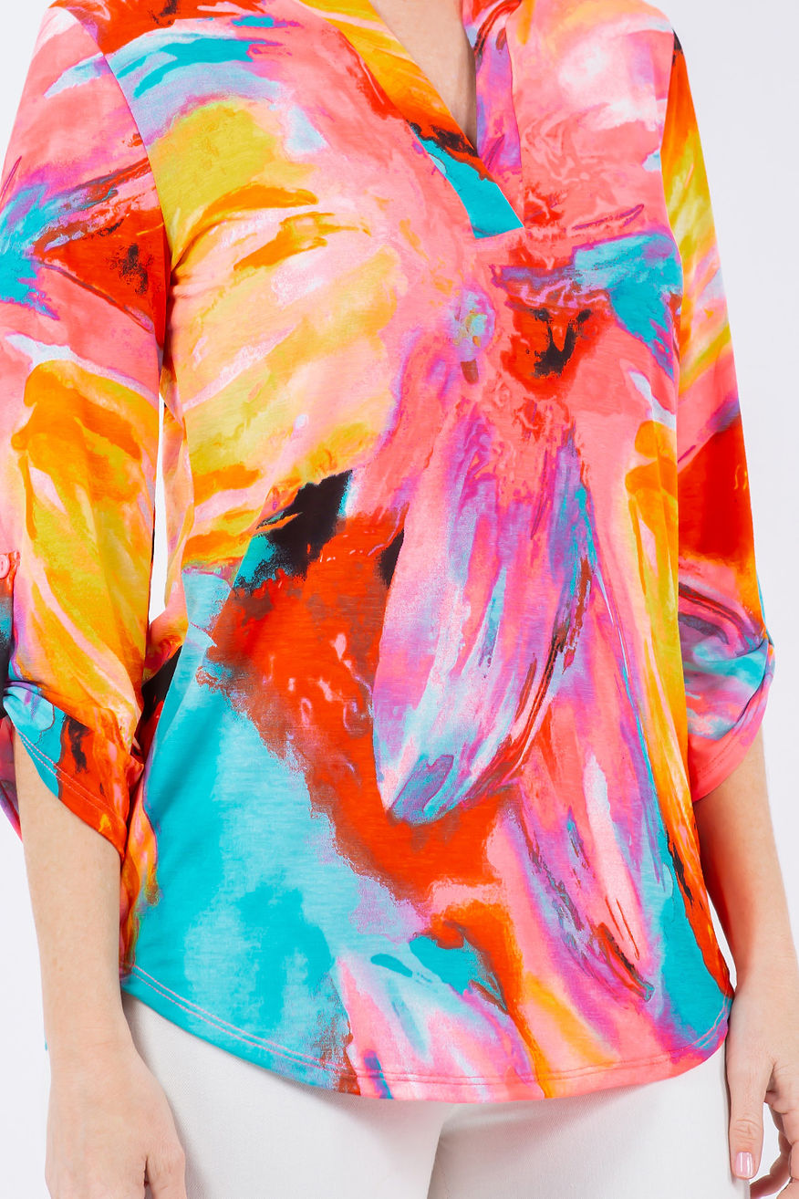 PLUS SIZE V NECK TUNIC TOP-SHB5707