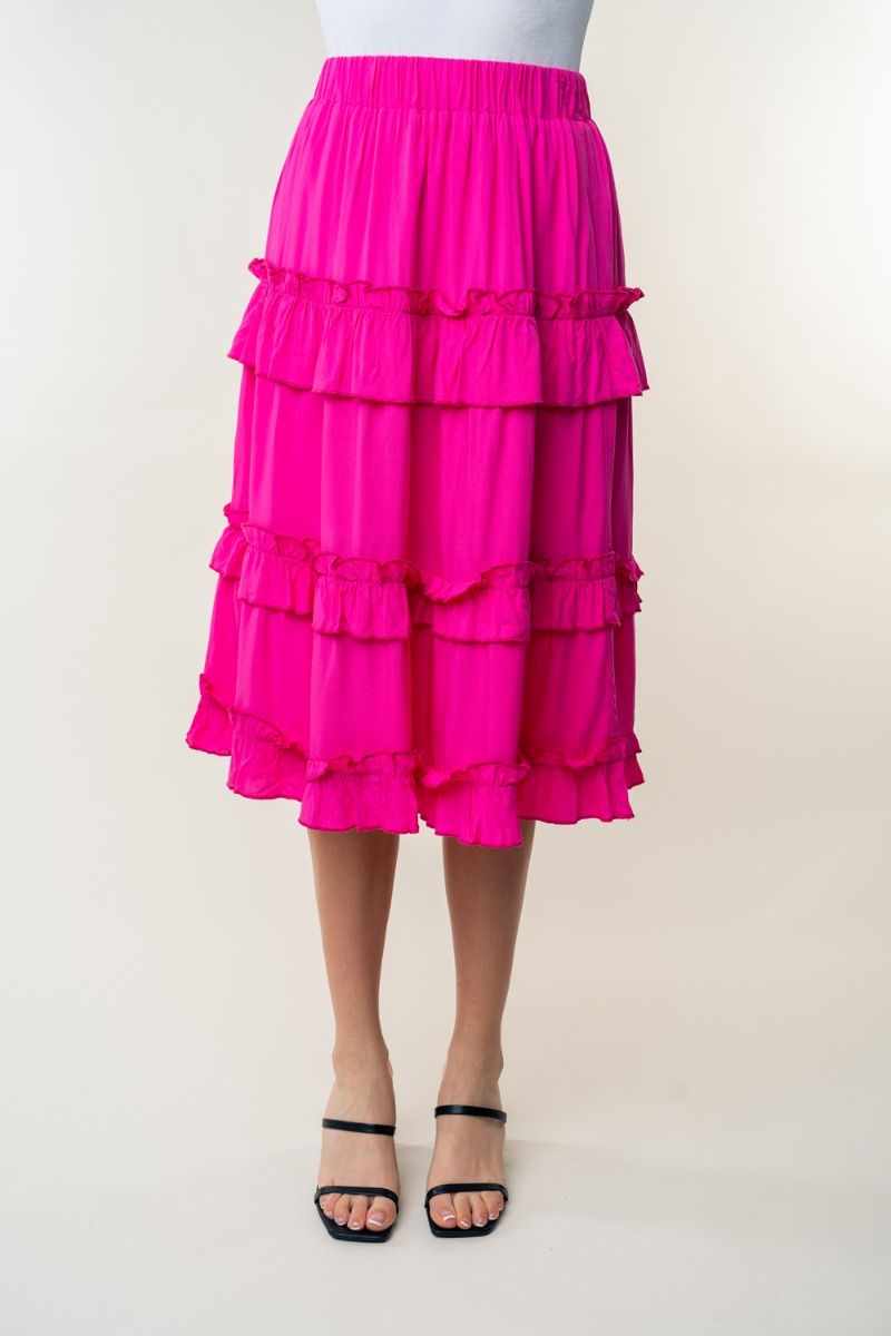 HIGH WAISTED SOLID WOVEN SKIRT