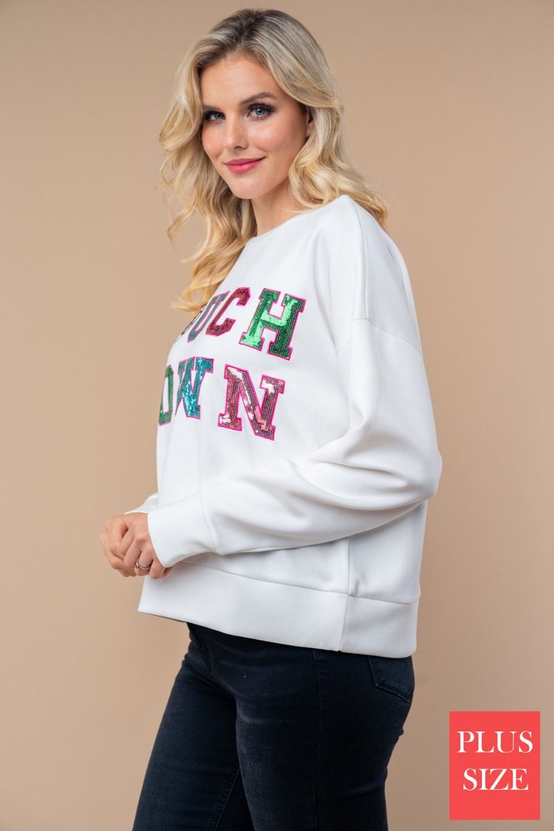 LONG SLEEVE SEQUIN GRAPHIC PULLOVER SWEATSHIRT