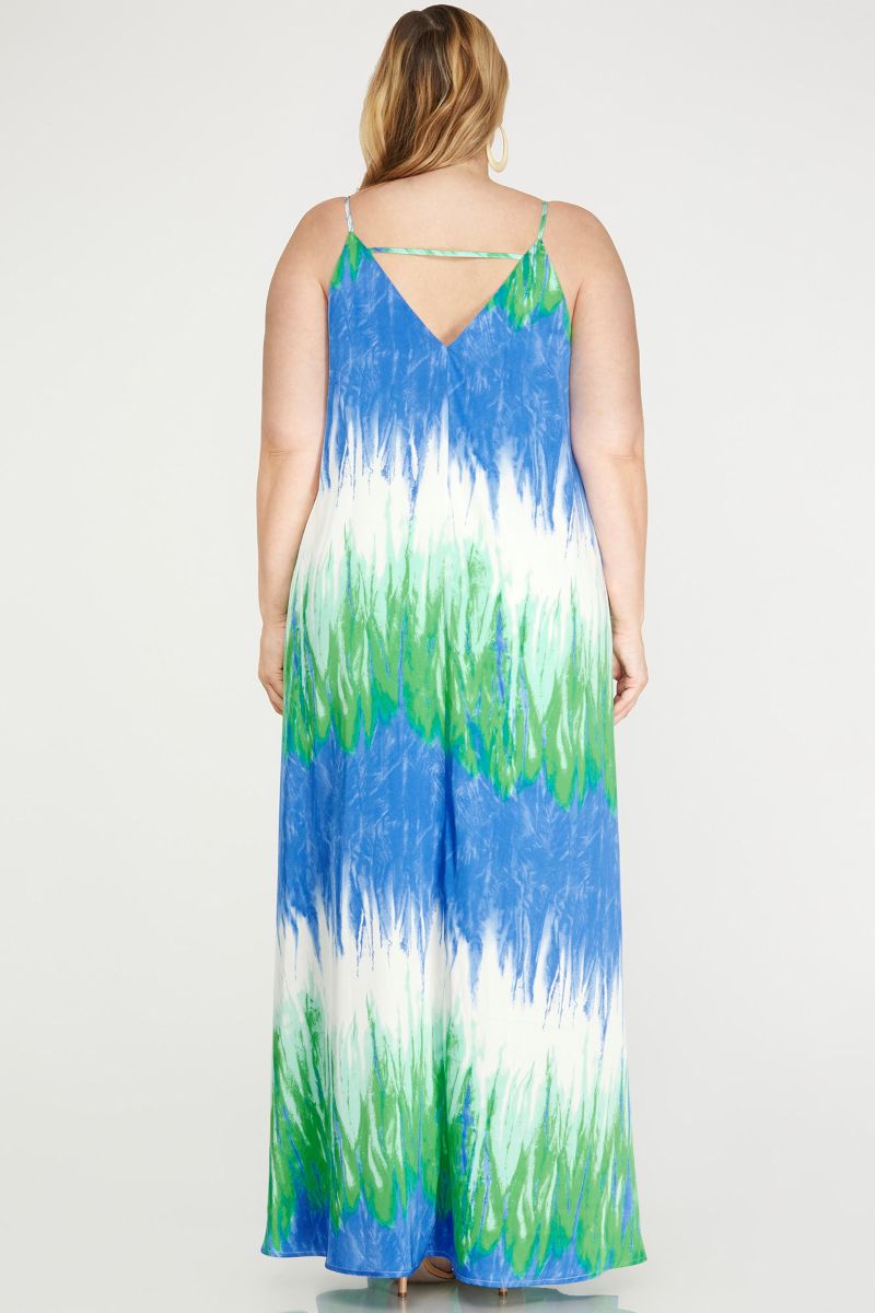 PINK PRINT CAMI WOVEN PLUS SIZE MAXI DRESS SKPSY6733