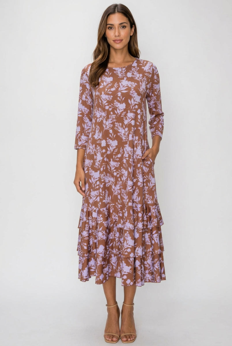 MULTI LAYERED MIDI DRESS WITH SIDE POCKETS-SHVL6117