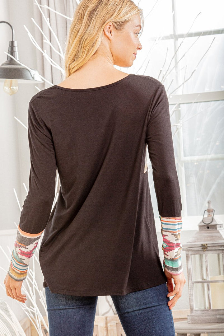 AZTEC PRINT CONTRAST TOP  HMST1784-12