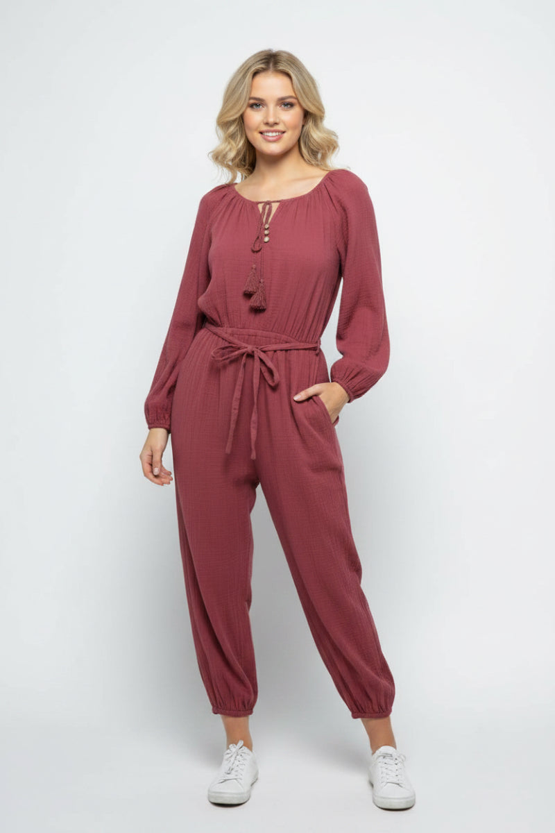 LONG SLEEVES W/ TASSELS JUMPSUIT MRMP8641