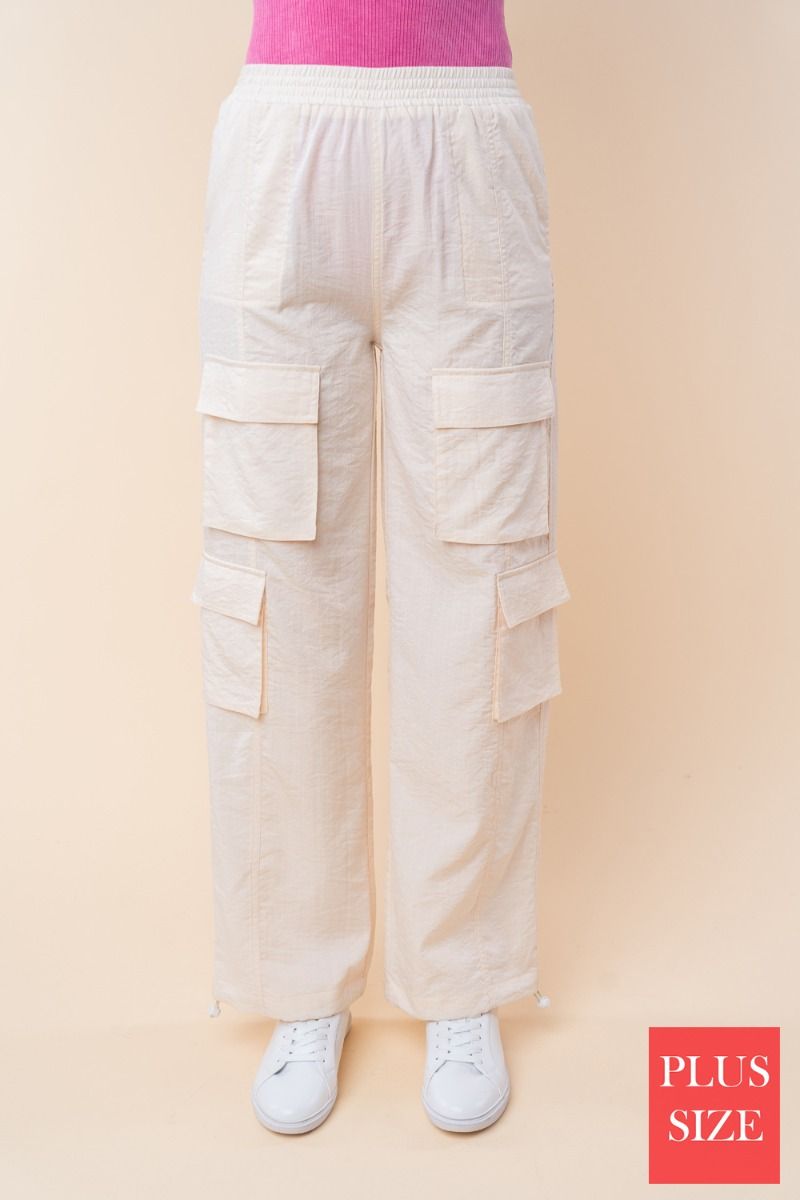 PLUS SIZE HIGH-WAISTED SOLID CARGO PANTS