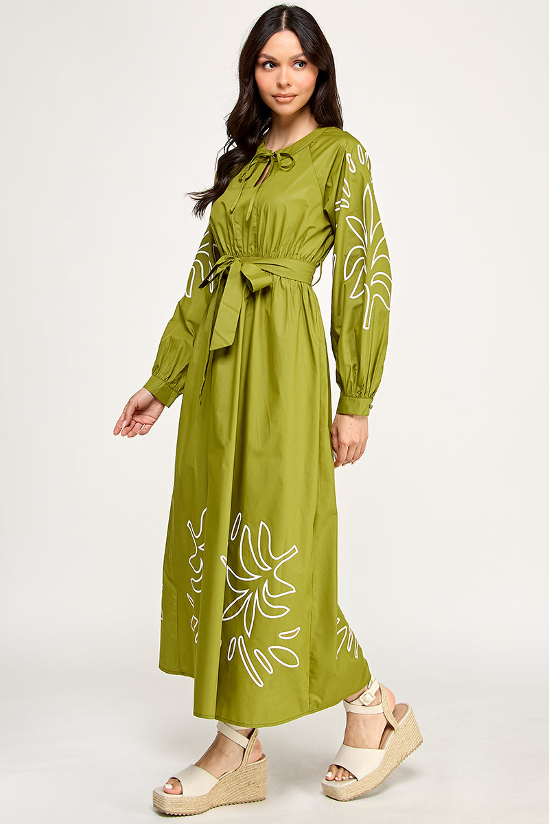 LONG SEEVE MAXI EMBROIDERED DRESS