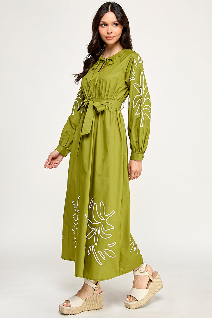 LONG SEEVE MAXI EMBROIDERED DRESS