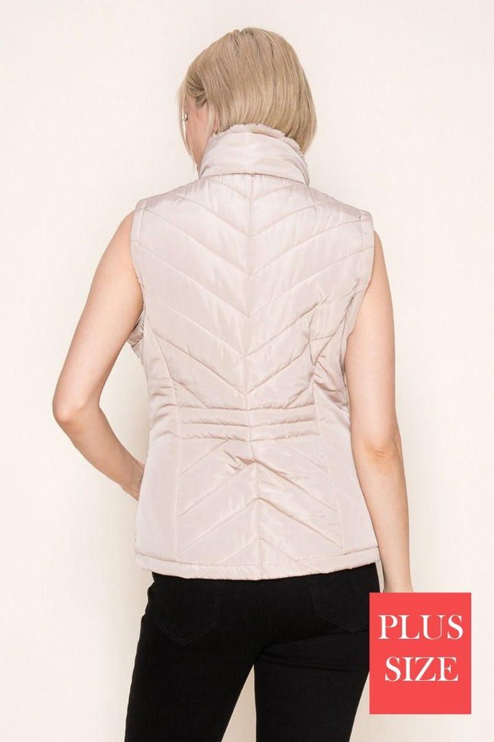 PLUS SIZE SLEEVELESS VEST WITH ZIP-UP