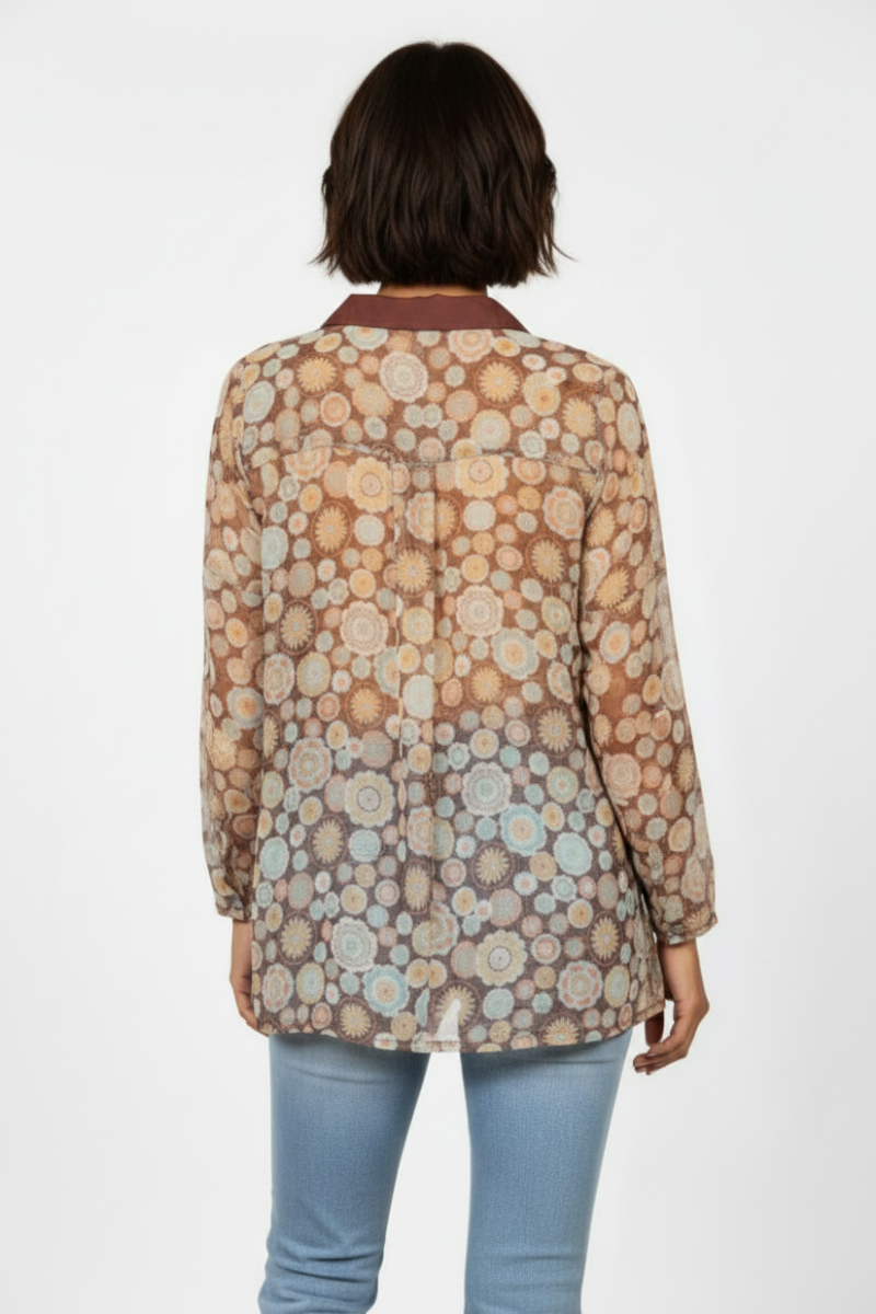 MANDARIN COLLAR SILHOUETTE TOP-T7538-