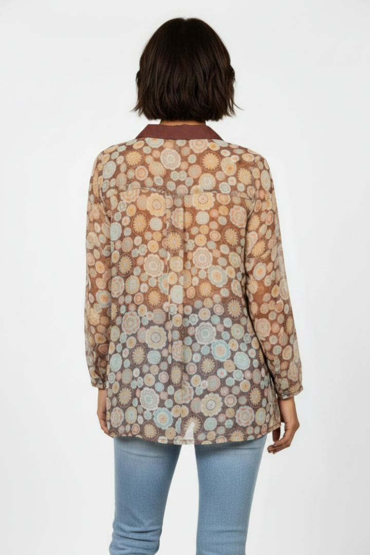 MANDARIN COLLAR SILHOUETTE TOP-T7538-