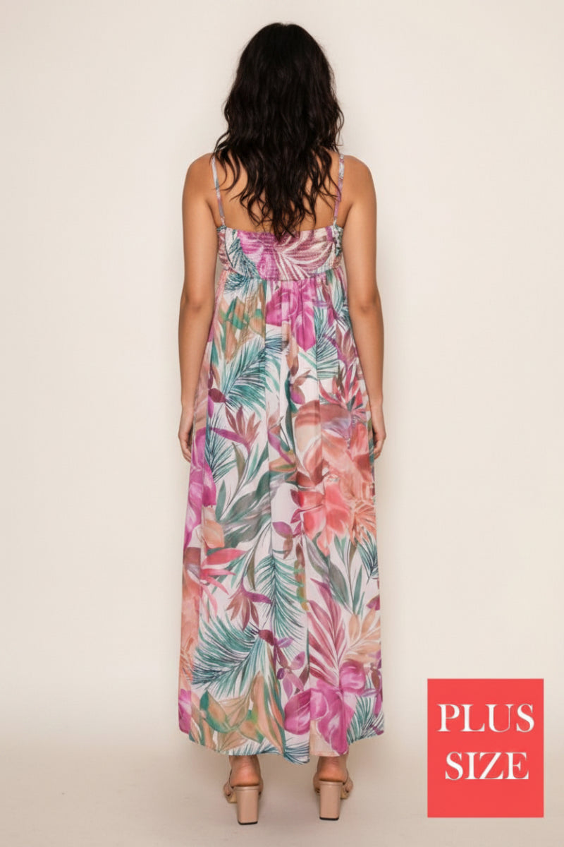 PLUS SIZE SLEEVELESS FLORAL MAXI DRESS-WBD90710P