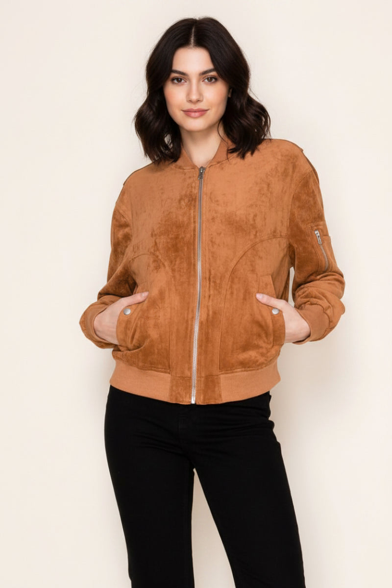 SOLID LONG SLEEVE ZIP-UP JACKET-WBT11147XL