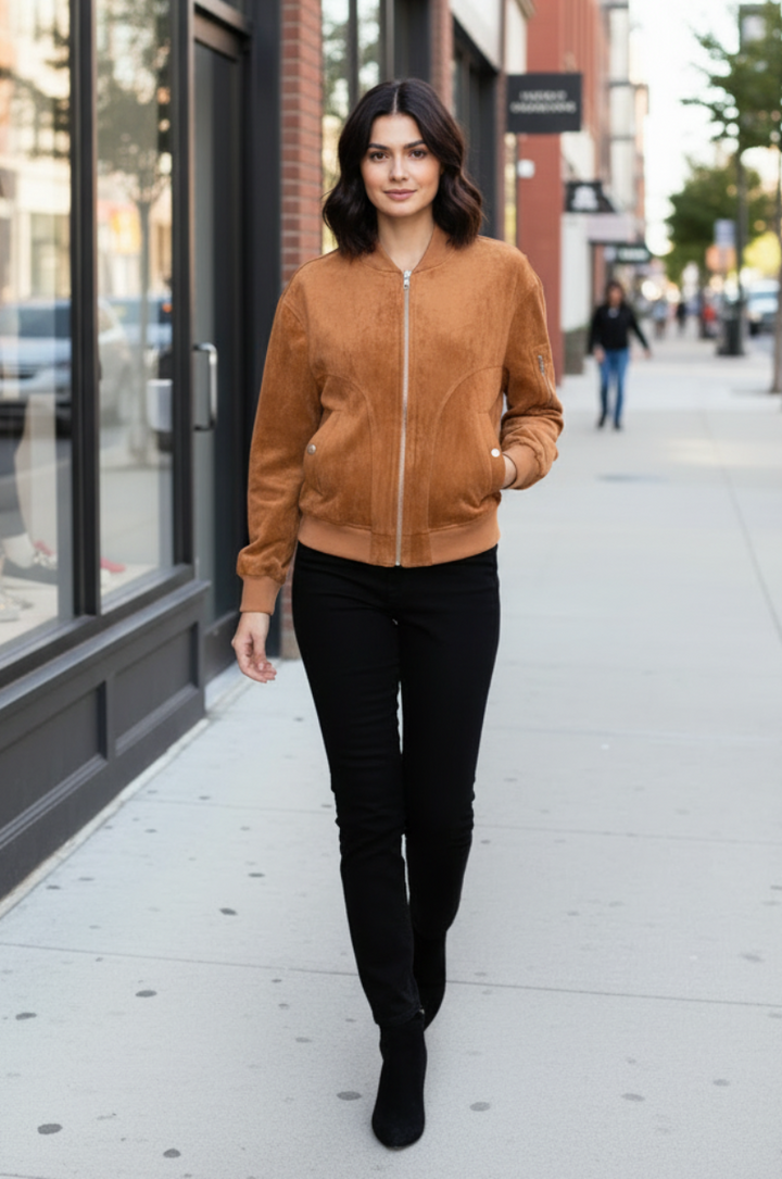 SOLID LONG SLEEVE ZIP-UP JACKET-WBT11147XL