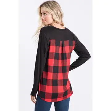 SOLID & PLAID PLUS SIZE TOP HMST1792-15