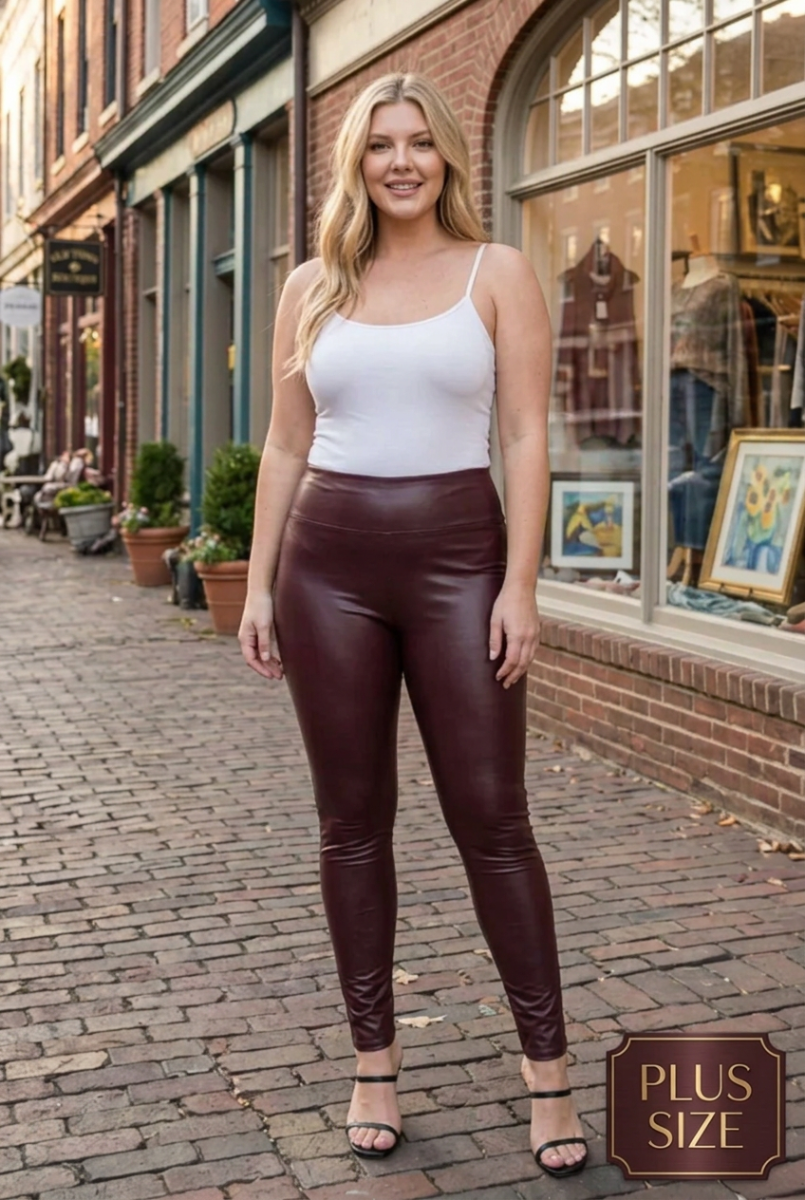 PLUS SIZE FAUX LEATHER SLIM FIT LEGGINGS HMSP1060