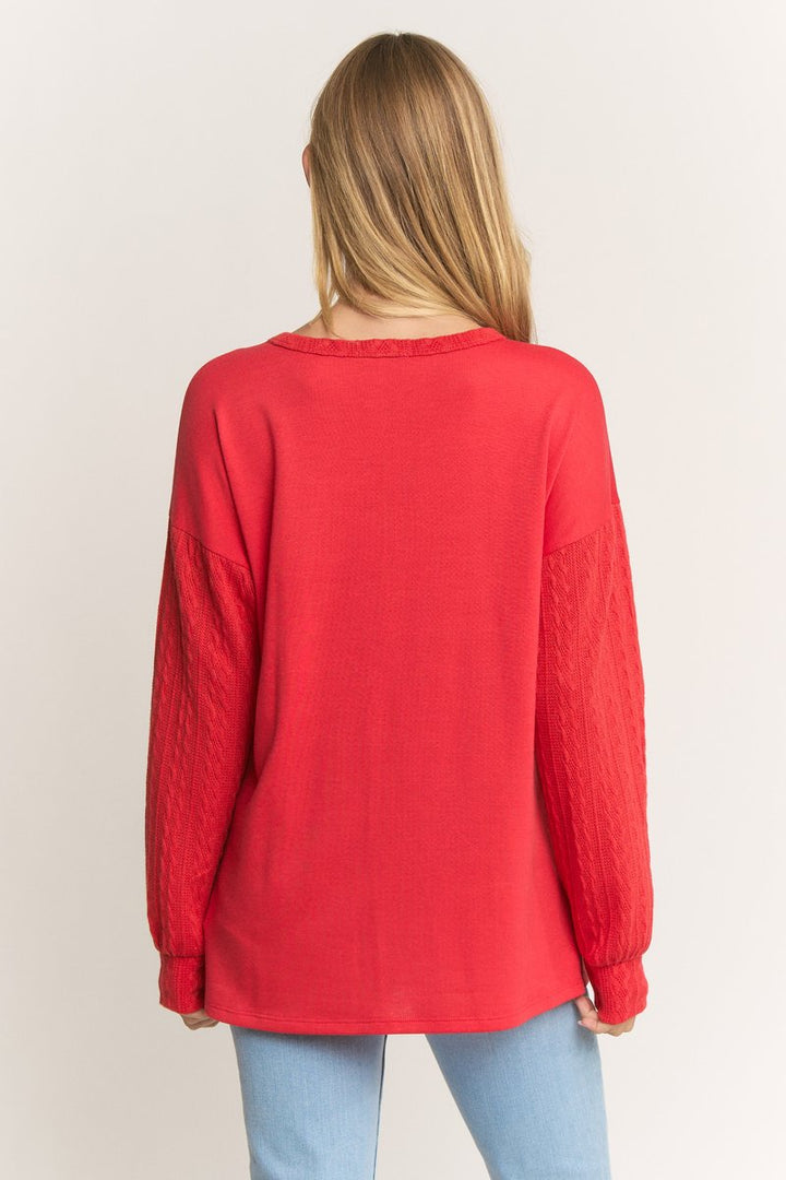 ROUND NECK SOLID TOP WITH HEART RHINESTONE HMET7706