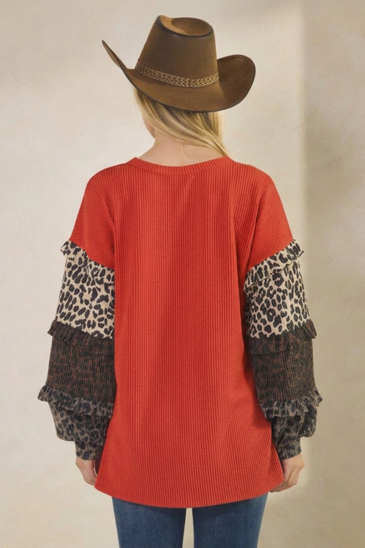 LONG SLEEVE WITH LAYERED RUFFLE ROUND NECK HMET8014-10