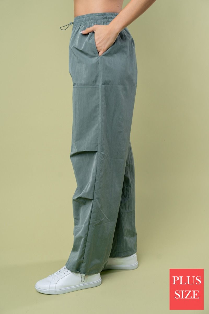 HIGH WAISTED SOLID WINDBREAKER PLUS SIZE JOGGER