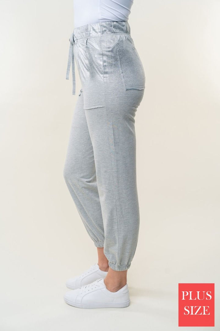 HIGE WAISTED SOLID KNIT PLUS SIZEJOGGER  PANTS