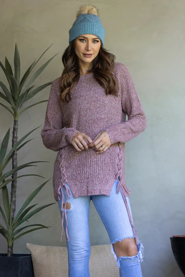 SOFT KNIT CRISSCROSS SWEATER-'
