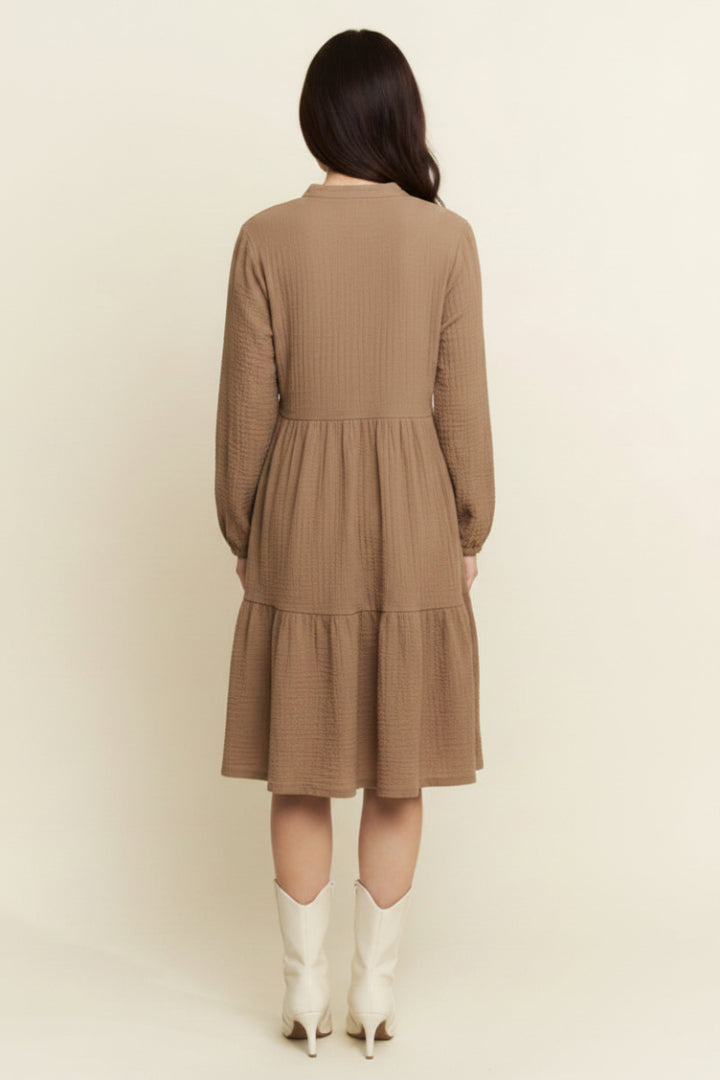 MANDARIN COLLAR TIERED MINI DRESS HMED6794