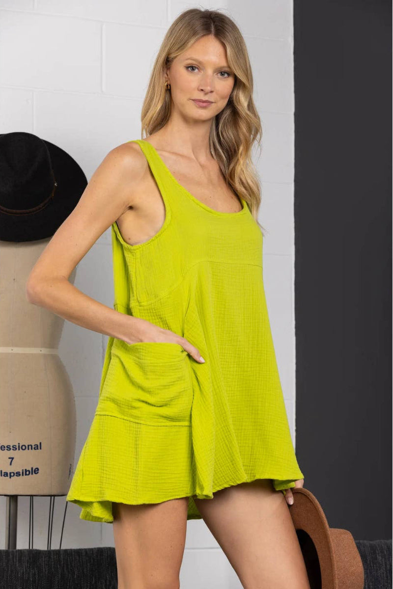 SLEEVELESS SIDE POCKET CAMI MINI DRESS-DC50732SA *
