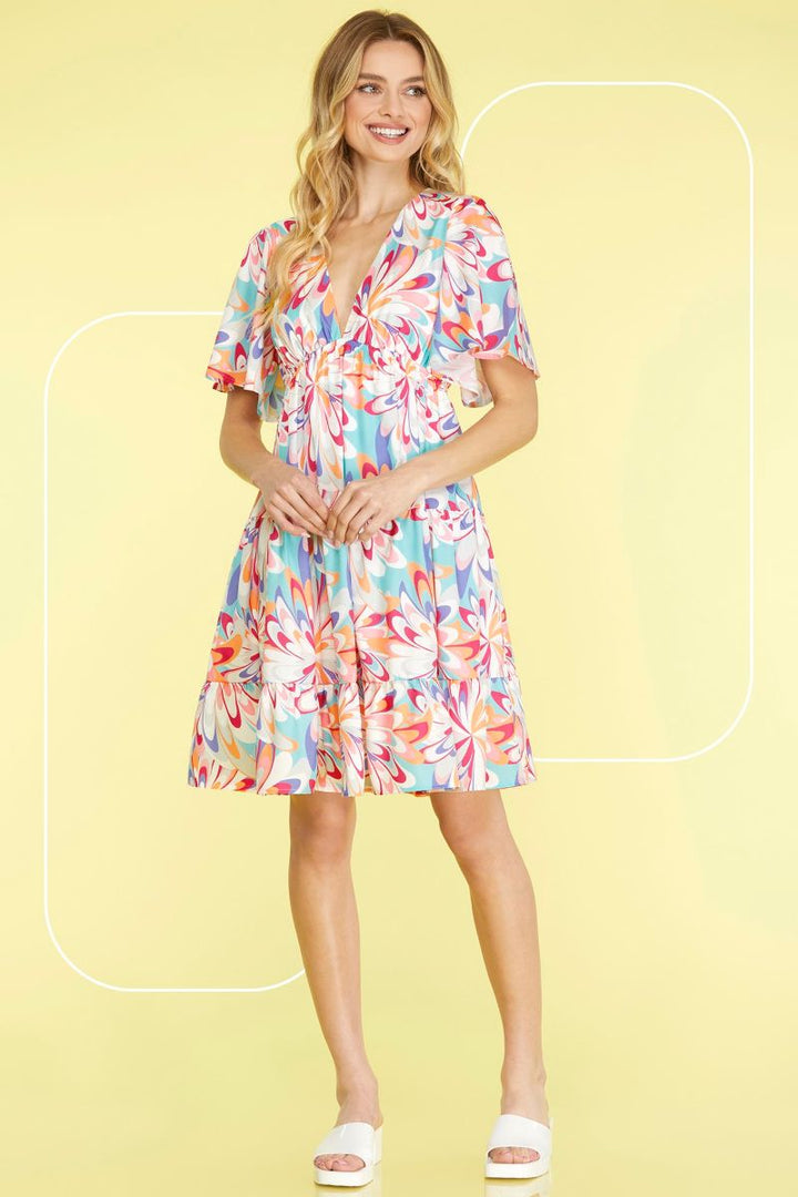 JADE FLUTTER SLEEVES TIERED WOVEN MINI DRESS SKSY6320