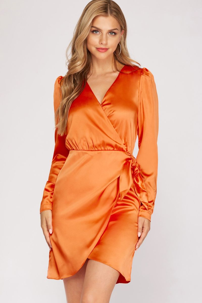 PINK SURPLICE TIED WRAP SKIRT MINI DRESS DRESS
