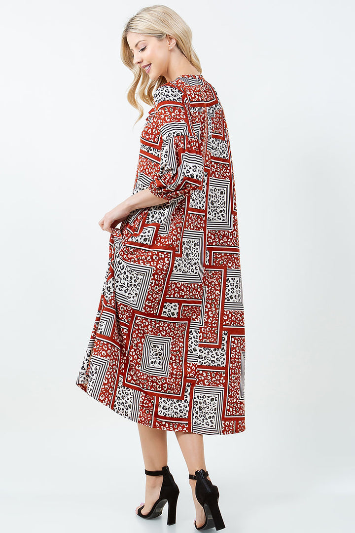 PLUS SIZE MIDI DRESS WITH SIDE POCKTES