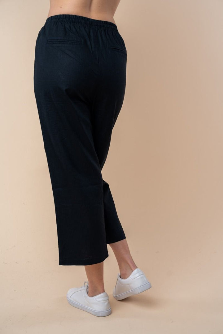 HIGH WAISTED SOLID WOVEN PANTS