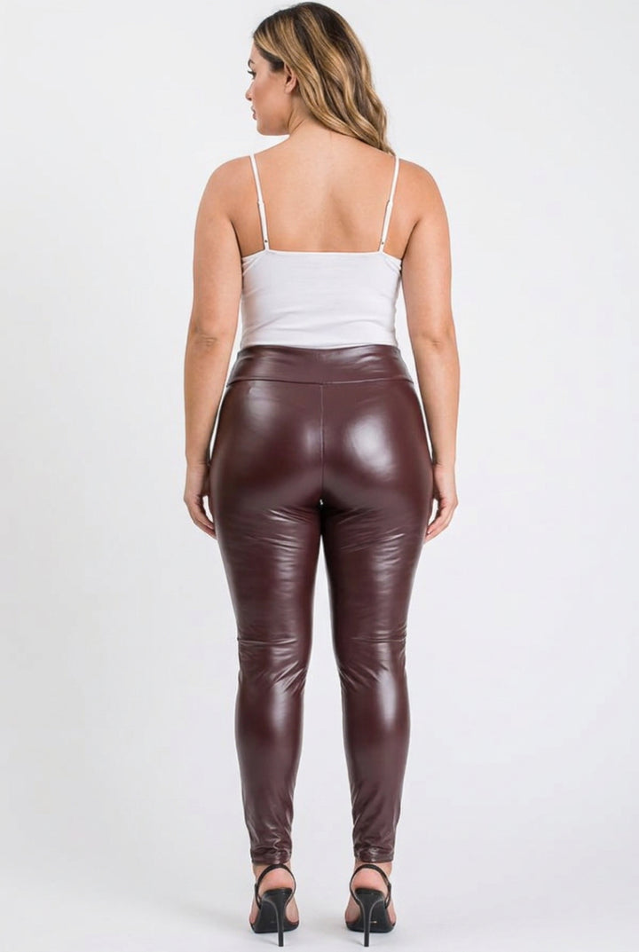 PLUS SIZE FAUX LEATHER SLIM FIT LEGGINGS HMSP1060