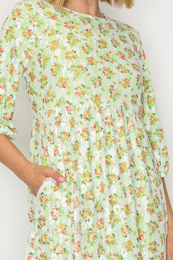 MODEST LACE PLUS SIZE MIDI DRESS WITH SIDE POCKETS