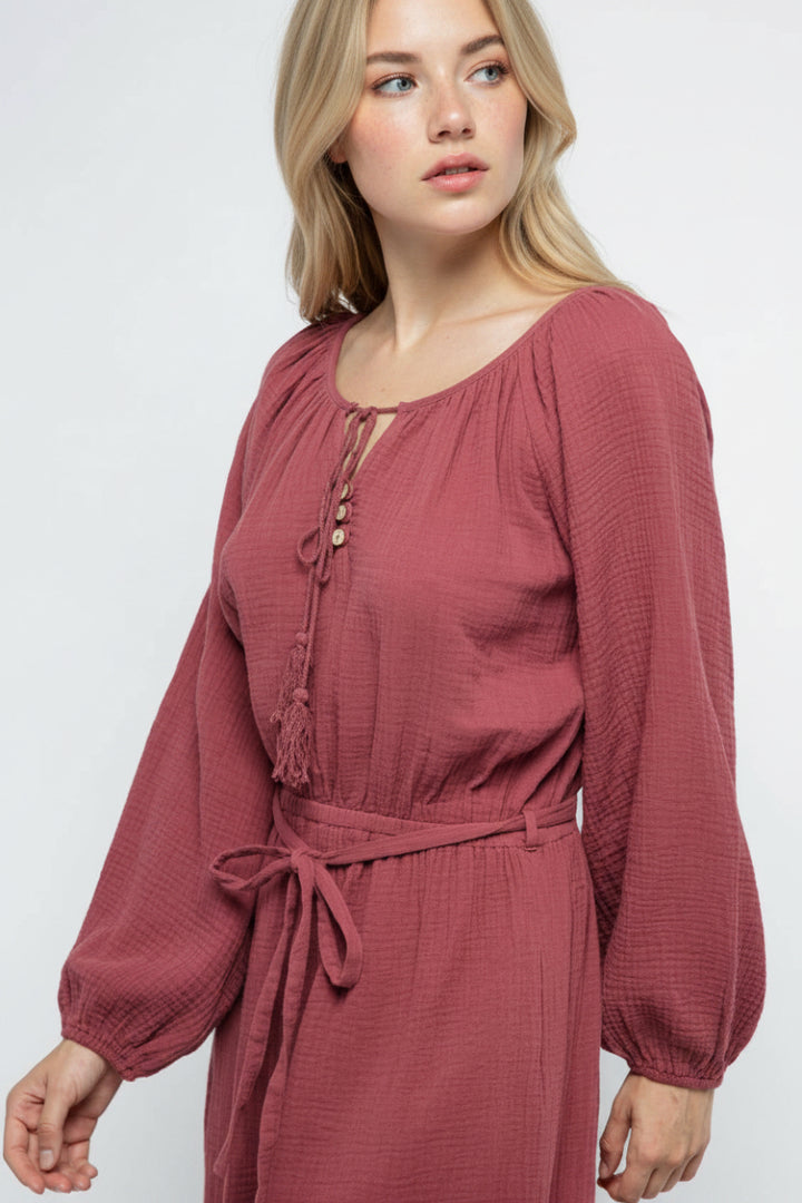 LONG SLEEVES W/ TASSELS JUMPSUIT MRMP8641