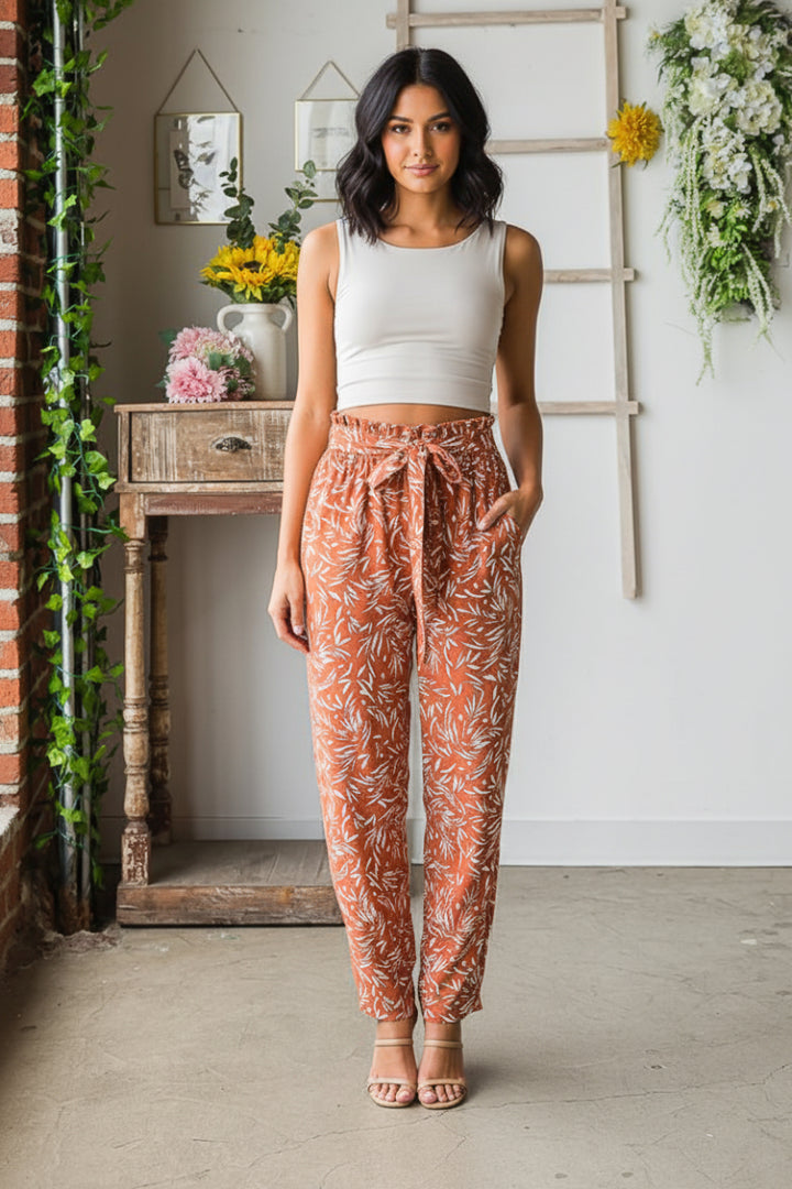 GEOMETRIC PRINT CASUAL PANTS-HMEP6700