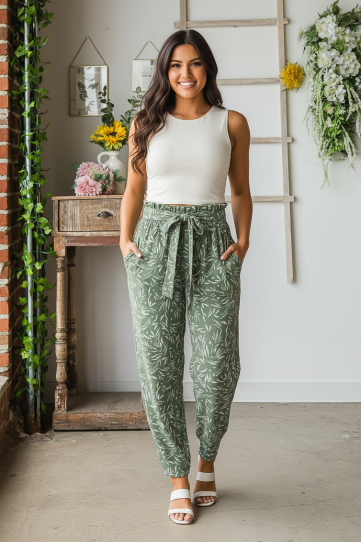 GEOMETRIC PRINT CASUAL PANTS-HMEP6700