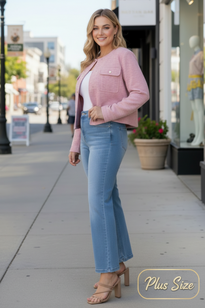 PLUS SIZE BUTTON DOWN JACKET-WBT10770P *