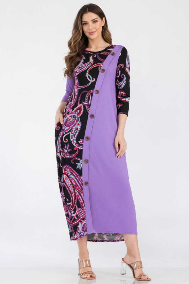 PLUS LILAC AND PAISLEY CONTRAST MIDI-DRESS-CLCD43837