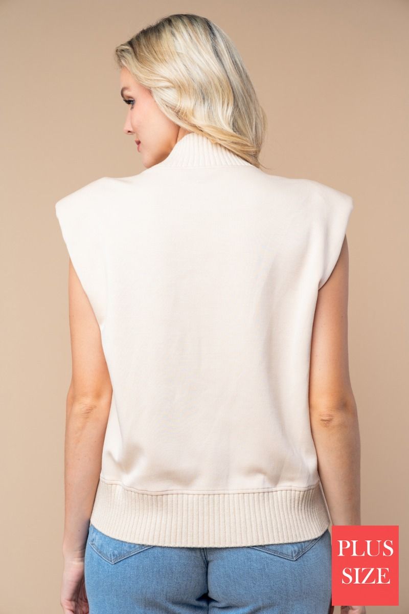 SLEEVELESS SOLID KNIT PLUS SIZE TOP