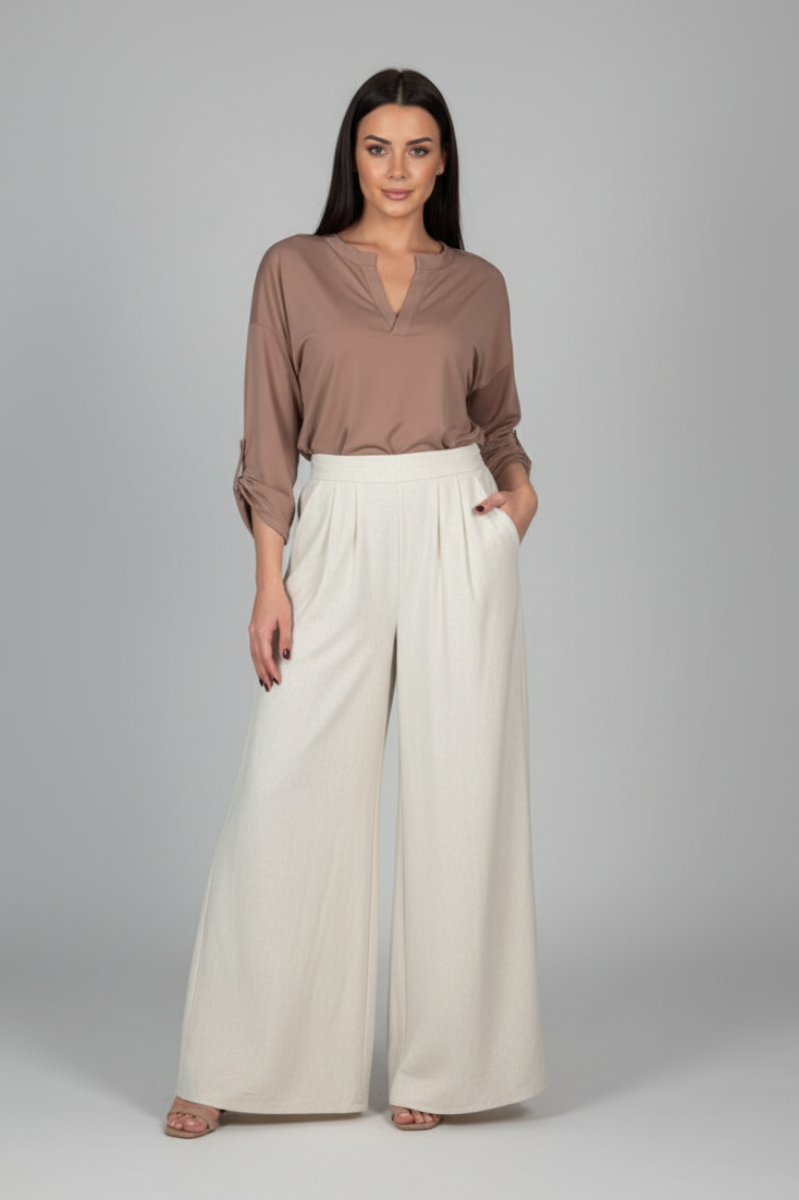 HIGE WAISTED SOLID LINEN PANTS-WBP250XL