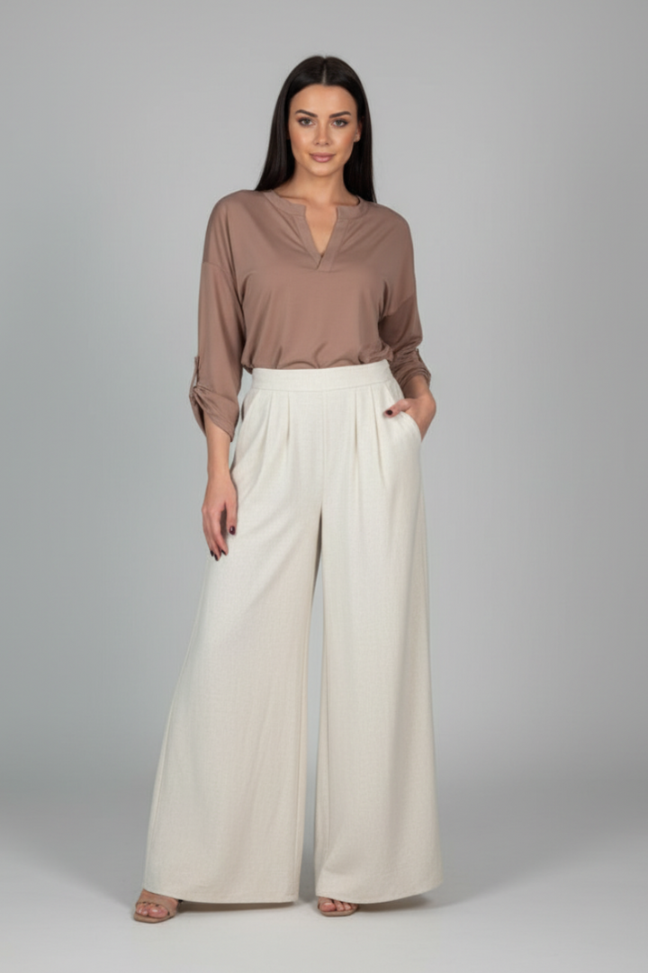 HIGE WAISTED SOLID LINEN PANTS-WBP250XL