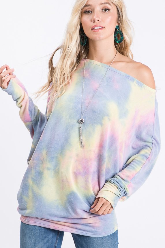 TIE DYE PRINT PLUS SIZE TOP  HMST1371-51