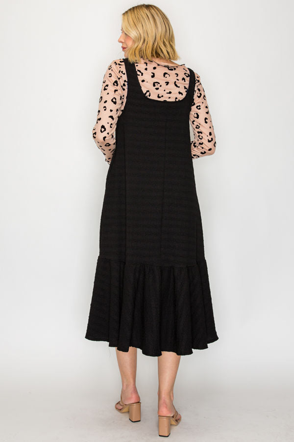 PLUS SIZE JUMPER DRESS FEATURING BUTTON STRAP DETAILS