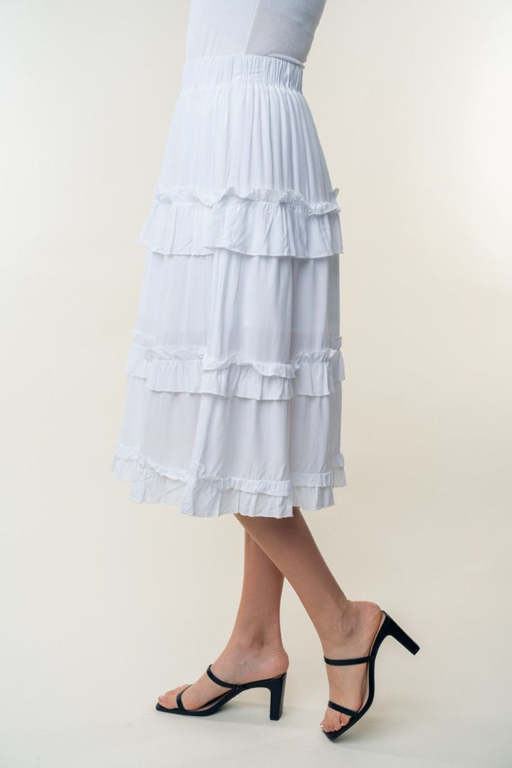 HIGH WAISTED SOLID WOVEN SKIRT