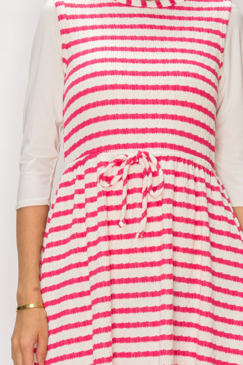 HORIZONTAL STRIPED MIDI JUMPER DRESS