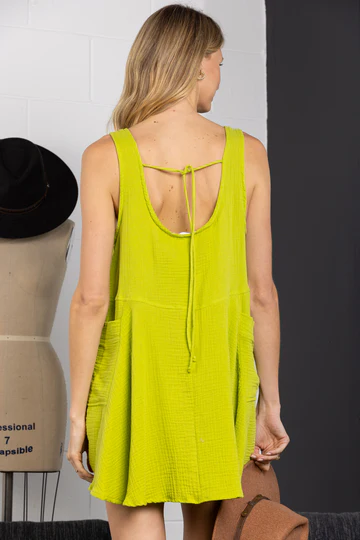 SLEEVELESS SIDE POCKET CAMI MINI DRESS-DC50732SA