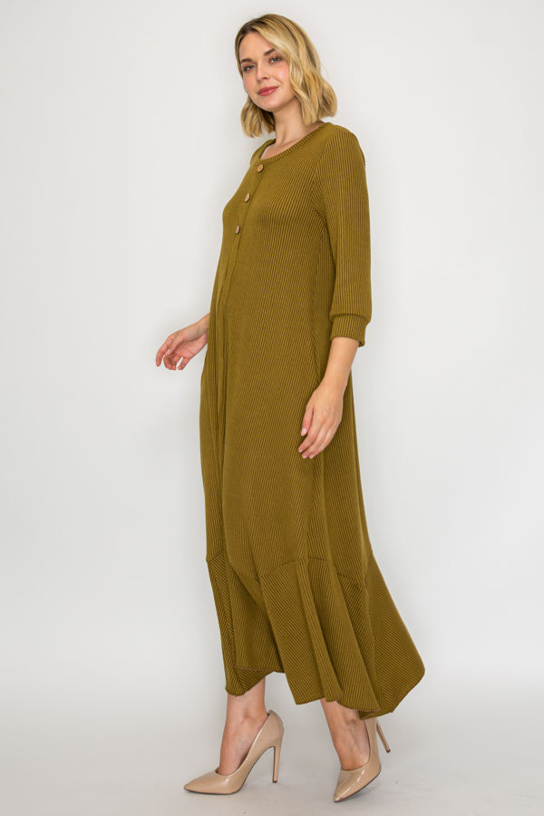 ASYMMETRIC HEMLINE PLUS SIZE DRESS WITH SIDE POCKETS