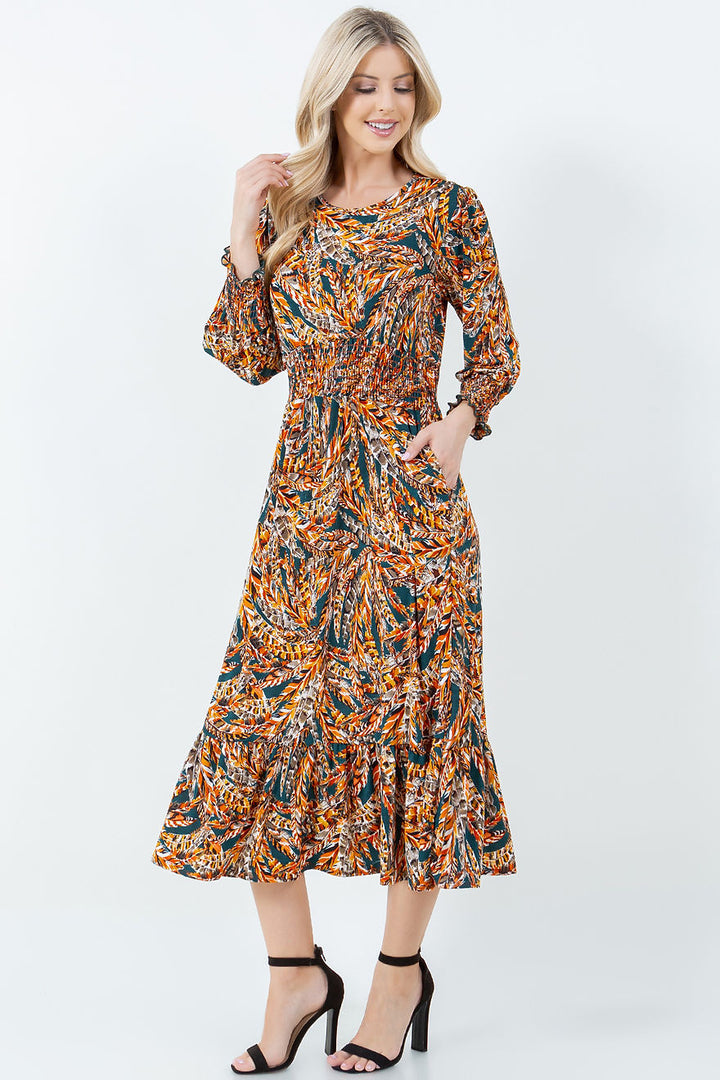 MULTI COLOR MIDI DRESS &SIDE POKKET-SHVL5939